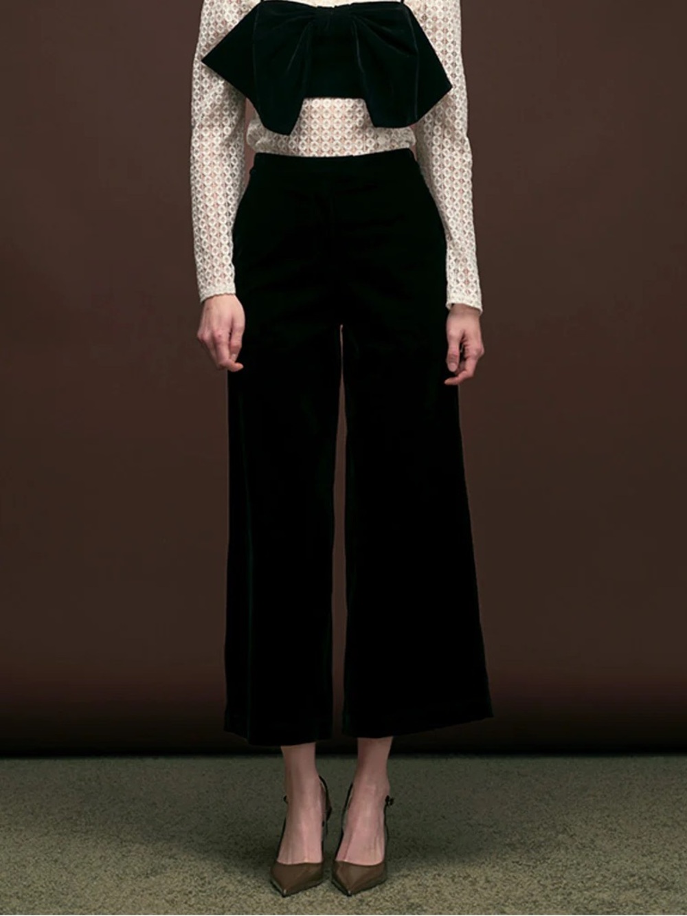 NWT Maude Club Bailey Velvet Wide Leg Pants Black M